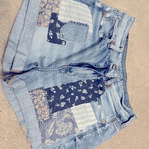 COPY - American eagle patchwork Jean shorts. Worn once. Size 4